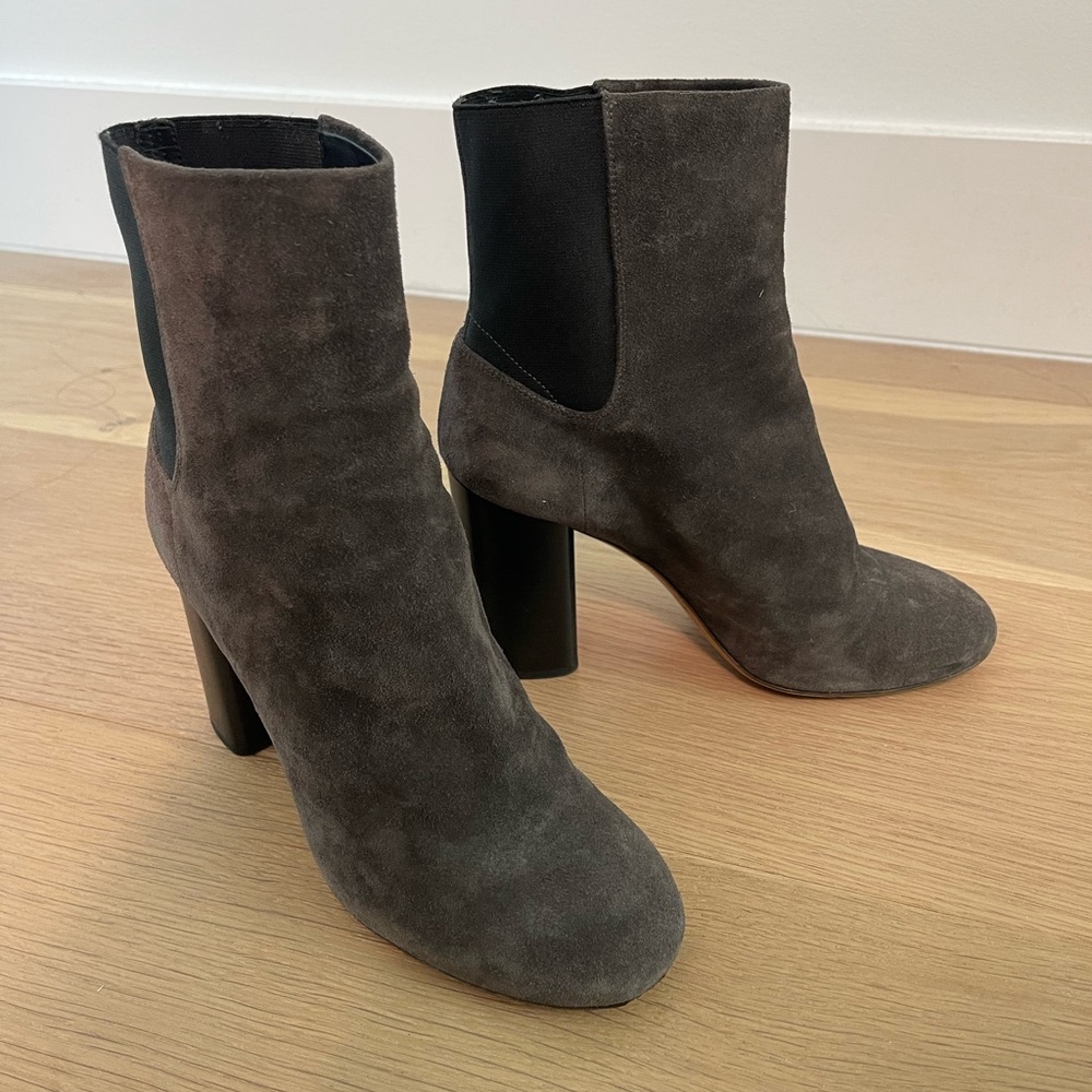 Rag & Bone Grey Suede Booties (size 7.5). Block heel for comfort and is 3.5”.